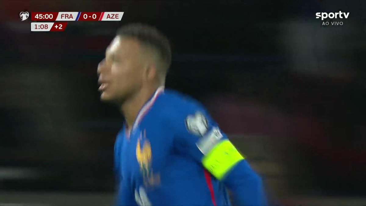 O golaço de Mbappé em França x Azerbaijão, pelas Eliminatórias da Copa do Mundo. 🎥 sportv | ge