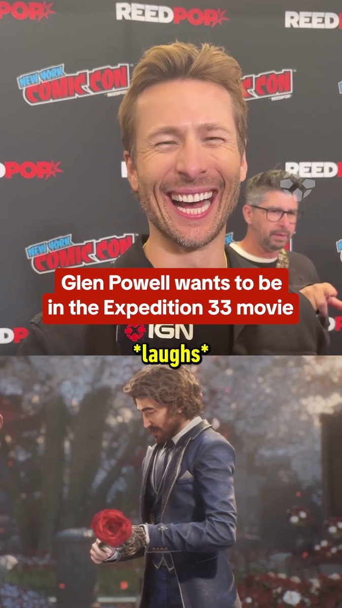 Glen Powell loves Clair Obscur: Expedition 33 and wants to be in the live-action movie. #NYCC Which character should he play?