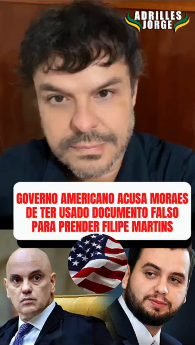 Alexandre de Moraes usou um DOCUMENTO FALSO para a prisão de Filipe Martins , preso por uma viagem que NUNCA fez por um golpe que NUNCA deu . O governo americano VOLTOU a acusar Moraes de ABSADOR de direitos humanos com uma prova CABAL . Até quando o Brasil vai suportar ser abusado por este homem internacionalmente condenado ??