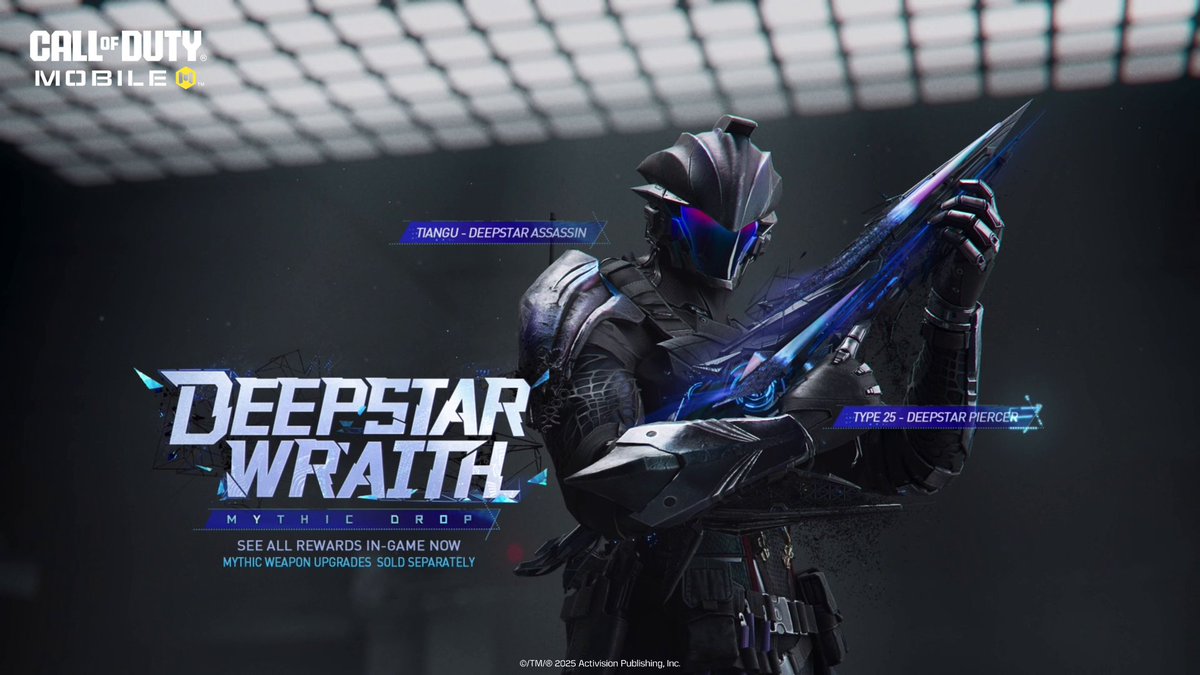 🚨 New Mythic incoming 🚨 The Mythic Type 25 - Deepstar Piercer and Tiangu - Deepstar Assassin are live now in the Deepstar Wraith Mythic Drop!