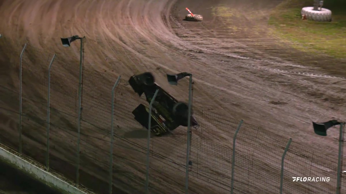 💥 Clinton Boyles upside down and unhappy during High Limit Racing Heat Races at Lakeside_Speedway #Kubota #HighLimitRacing