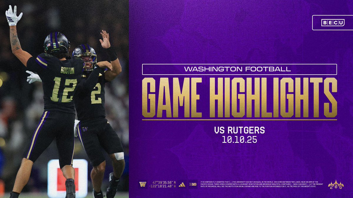 🎥 Highlights The Dawgs down Rutgers 38-19 on Homecoming in Seattle ☔️