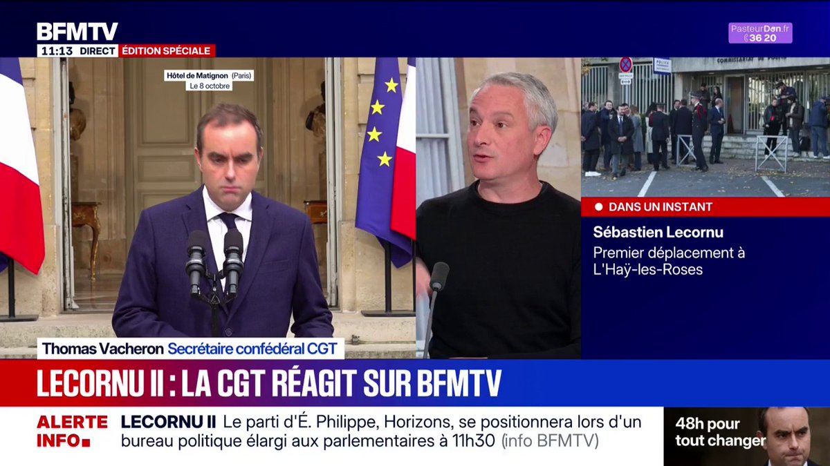 "Il n'y aura pas d'issue à la crise politique sans réponse aux exigences sociales", estime Thomas Vacheron, secrétaire confédéral de la CGT