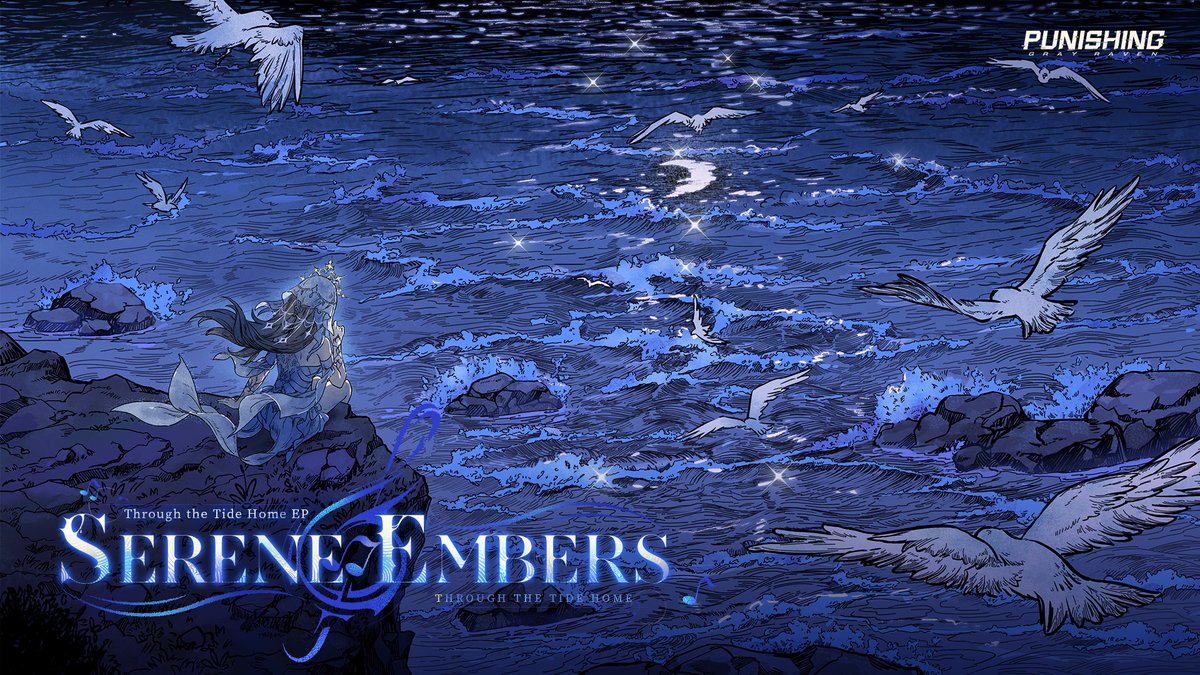 The ocean's lament sinks into the abyss, while the dance of light and shadow forges new life. [Through the Tide Home] EP - Serene Embers is now available. #punishinggrayraven #PGR