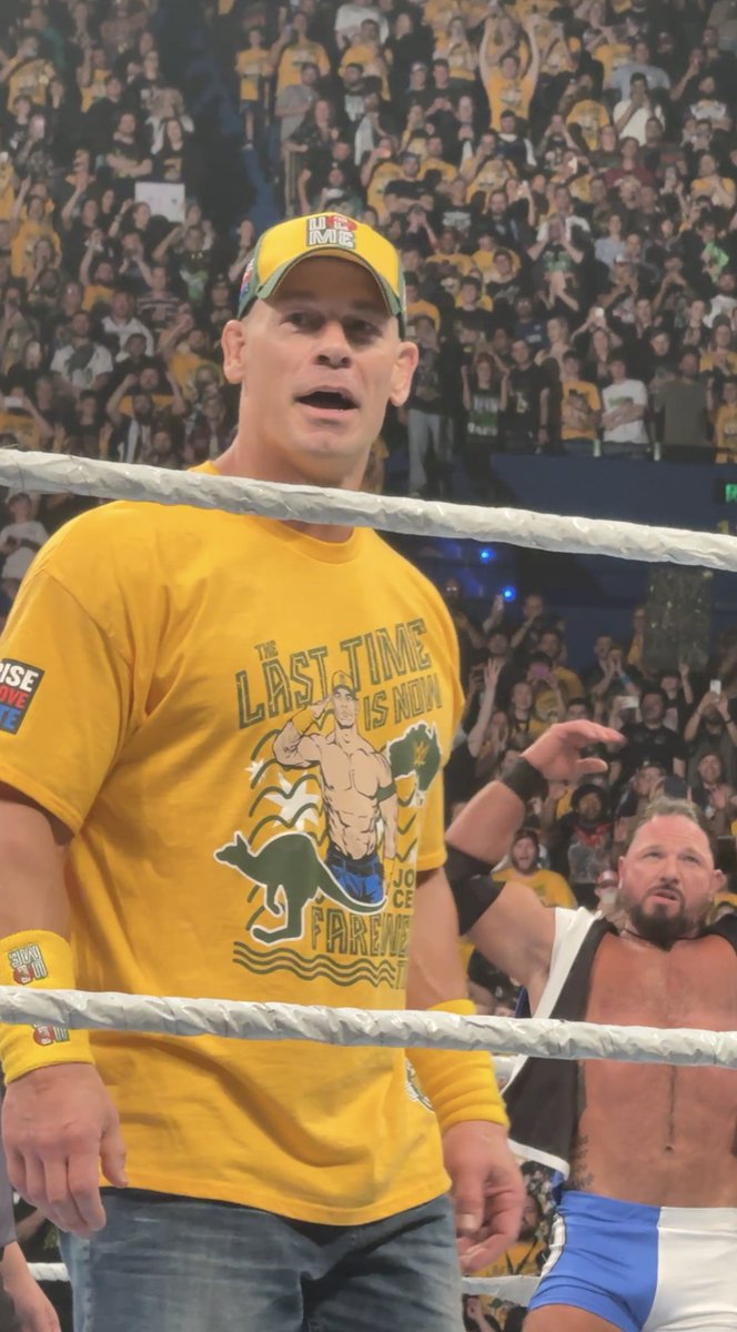 Watch AJ Styles get out of the ring for John Cena’s final WWE entrance in Australia so he can have his moment with the fans 🇦🇺🥲 Respect ❤️ #WWECrownJewel