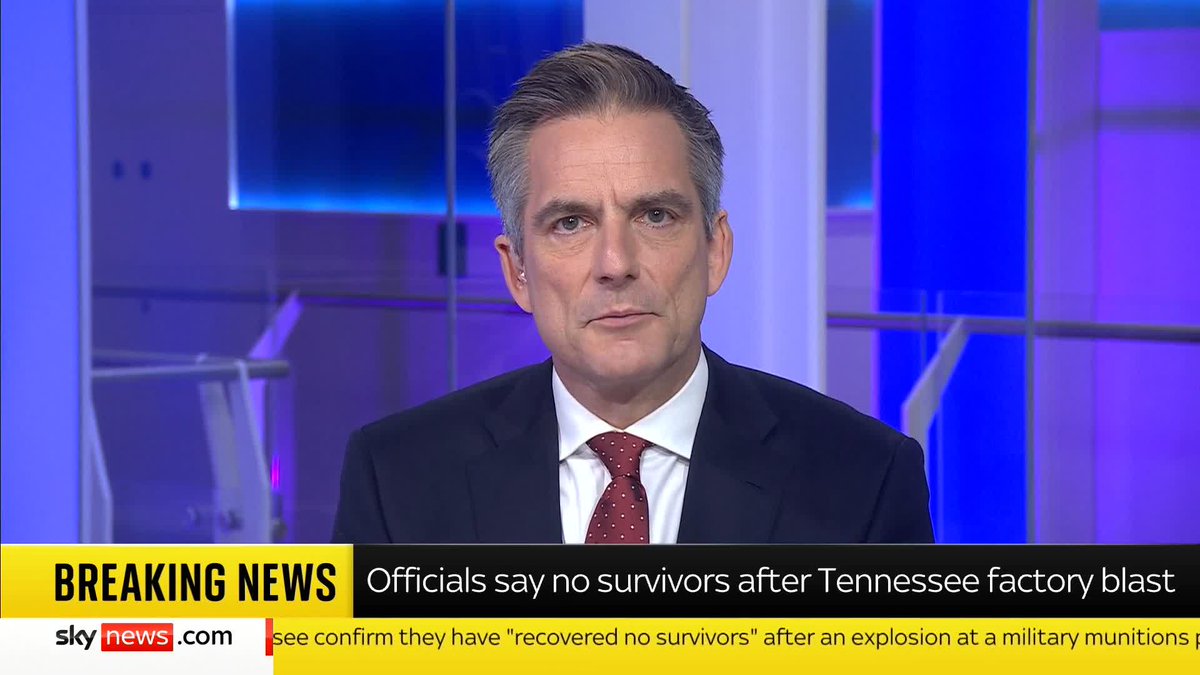 BREAKING: Officials have confirmed there are no survivors after a military munitions factory exploded in Tennessee 🔗 📺 Sky 501 and YouTube