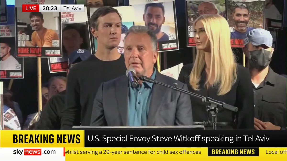 "I only wished the (US) President was here. He would love this" BREAKING: US Special Envoy to the Middle East Steve Witkoff speaks at a rally in Hostages Square in Tel Aviv. Follow live 🔗 📺 Sky 501 and YouTube