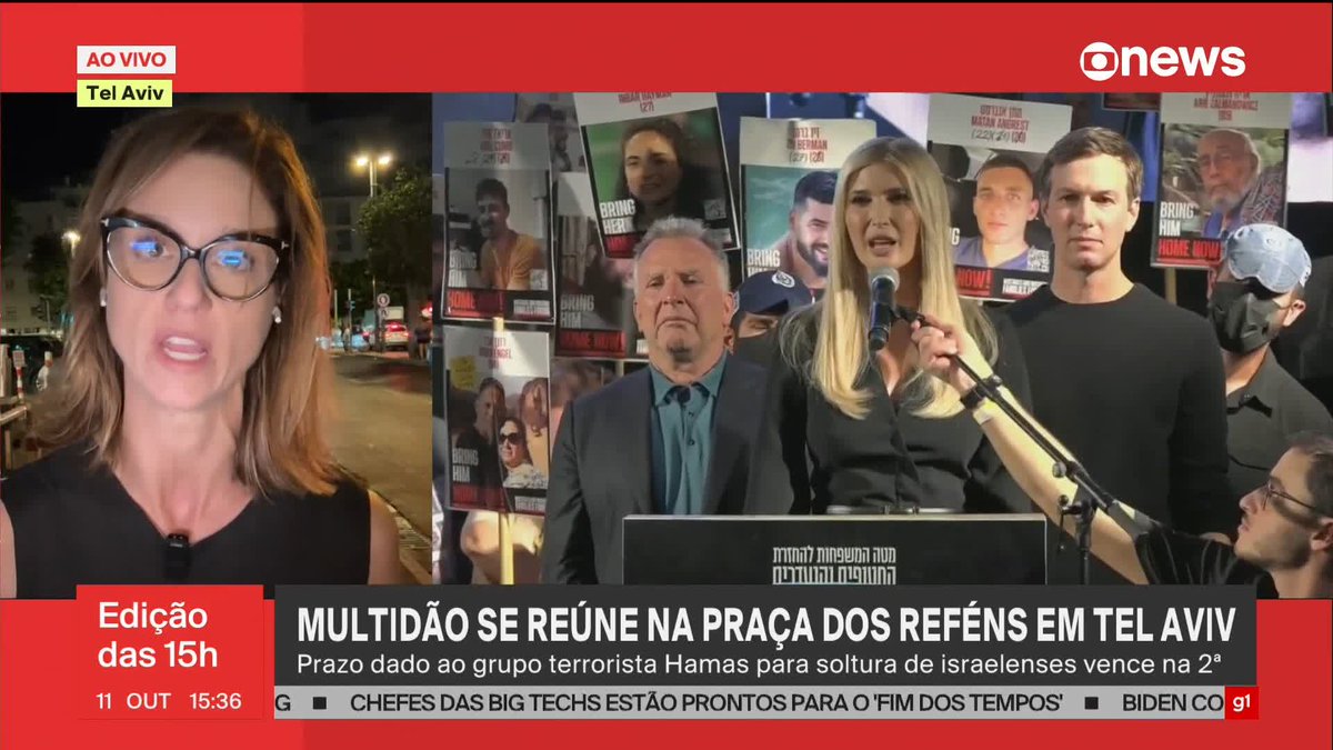 Danuza Mattiazzi: durante discurso do enviado especial dos Estados Unidos para o Oriente Médio, Steve Witkoff, para cerca de 400 mil pessoas na “Praça dos Reféns”, em Tel Aviv, o nome do primeiro-ministro de Israel, Benjamin Netanyhu, foi muito vaiado, e o do presidente dos EUA, Donald Trump, ovacionado. ➡ Assista na #GloboNews: