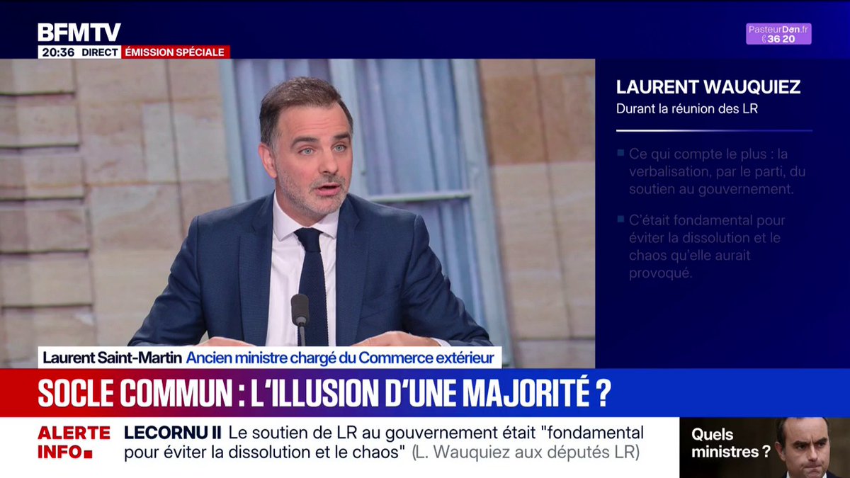 Crise politique: "Pour éviter la dissolution, il faut un socle le plus large possible de soutiens" au gouvernement de Sébastien Lecornu, déclare Laurent Saint-Martin, ancien ministre chargé du Commerce extérieur