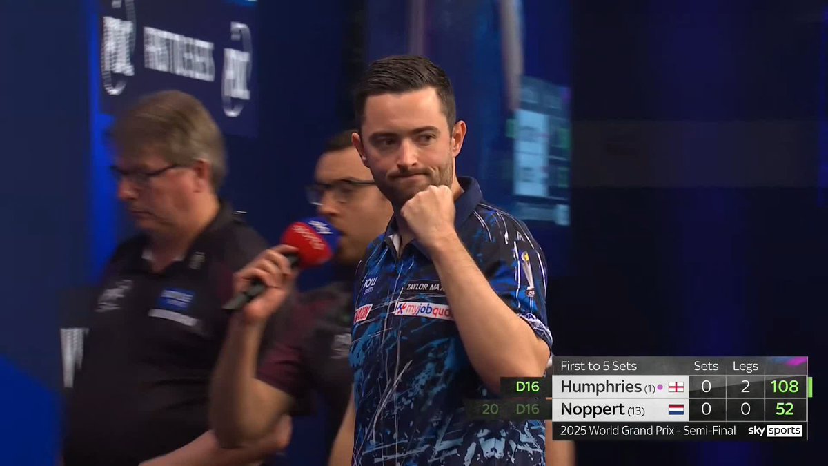 FIRST BLOOD TO HUMPHRIES! That is an INCREDIBLE set of darts! Danny Noppert is averaging 112 and hasn't won a leg! ๐คฏ The world number one fires in back-to-back ton-plus finishes to wrap up set one! ๐บ #WGPDarts | SFs