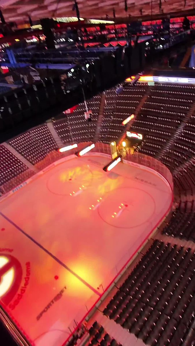Scared of heights? Maybe avoid the broadcast booth if you visit the Scotiabank Saddledome in Calgary.