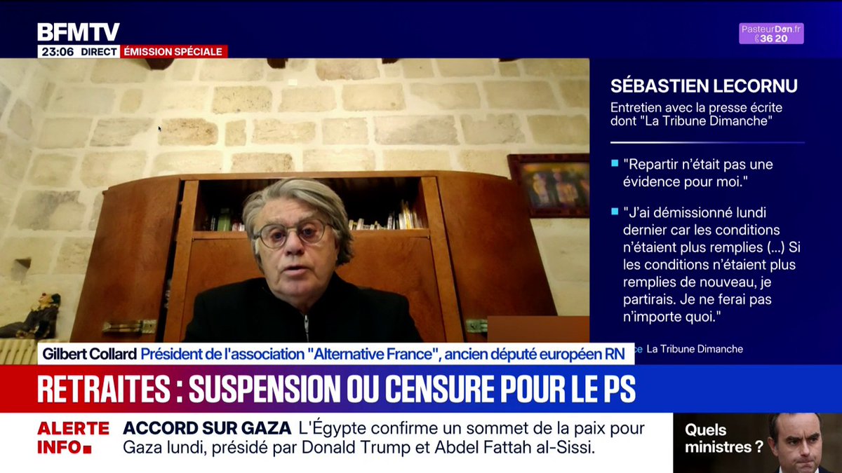 Crise politique: "On est au pied du volcan institutionnel, on assiste à l'éruption", déplore Gilbert Collard, ancien député européen RN