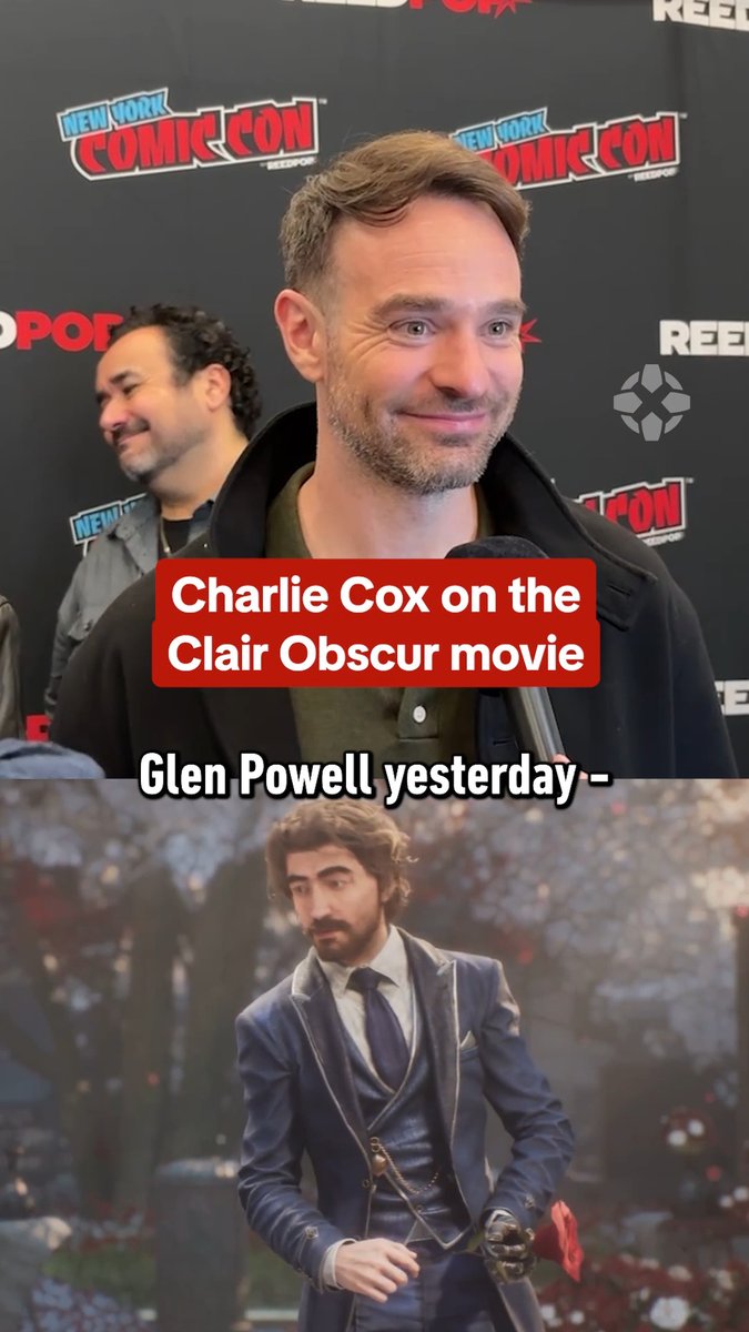 Charlie Cox reacts to finding out Glen Powell wants to be in the Clair Obscur movie: "Oh, there goes my part then!" #nycc