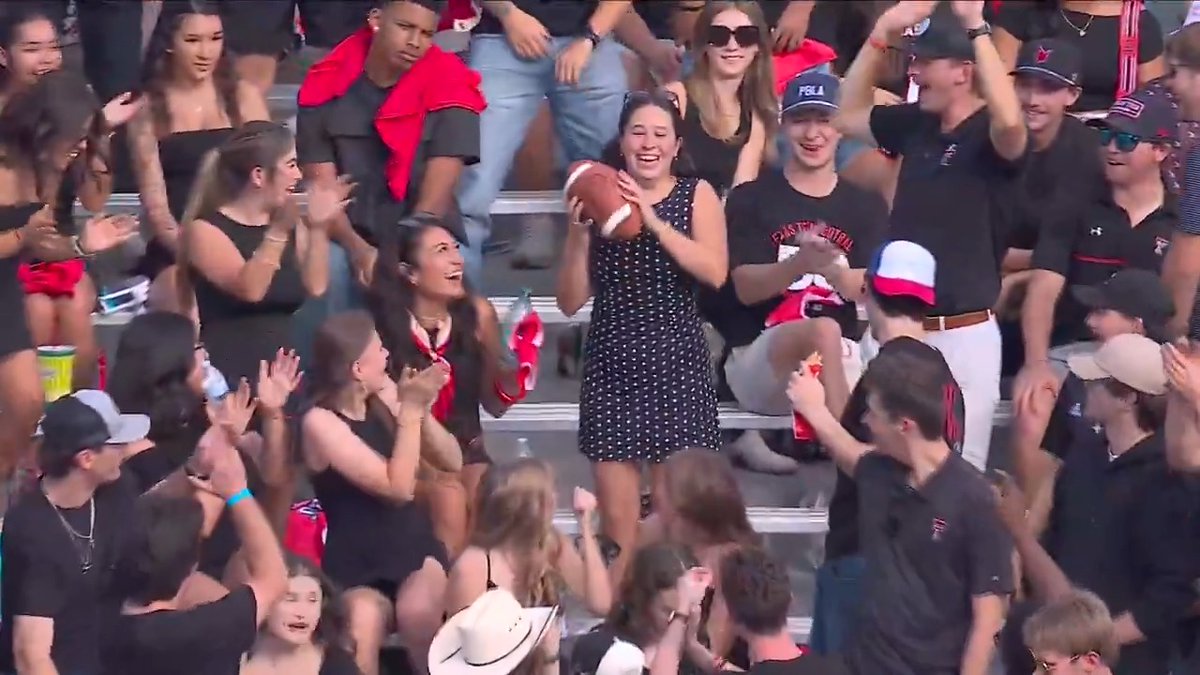 "This is everything sports should be." Jacob Rodriguez took time to play catch with the student section before the Texas Tech Football game today 👏