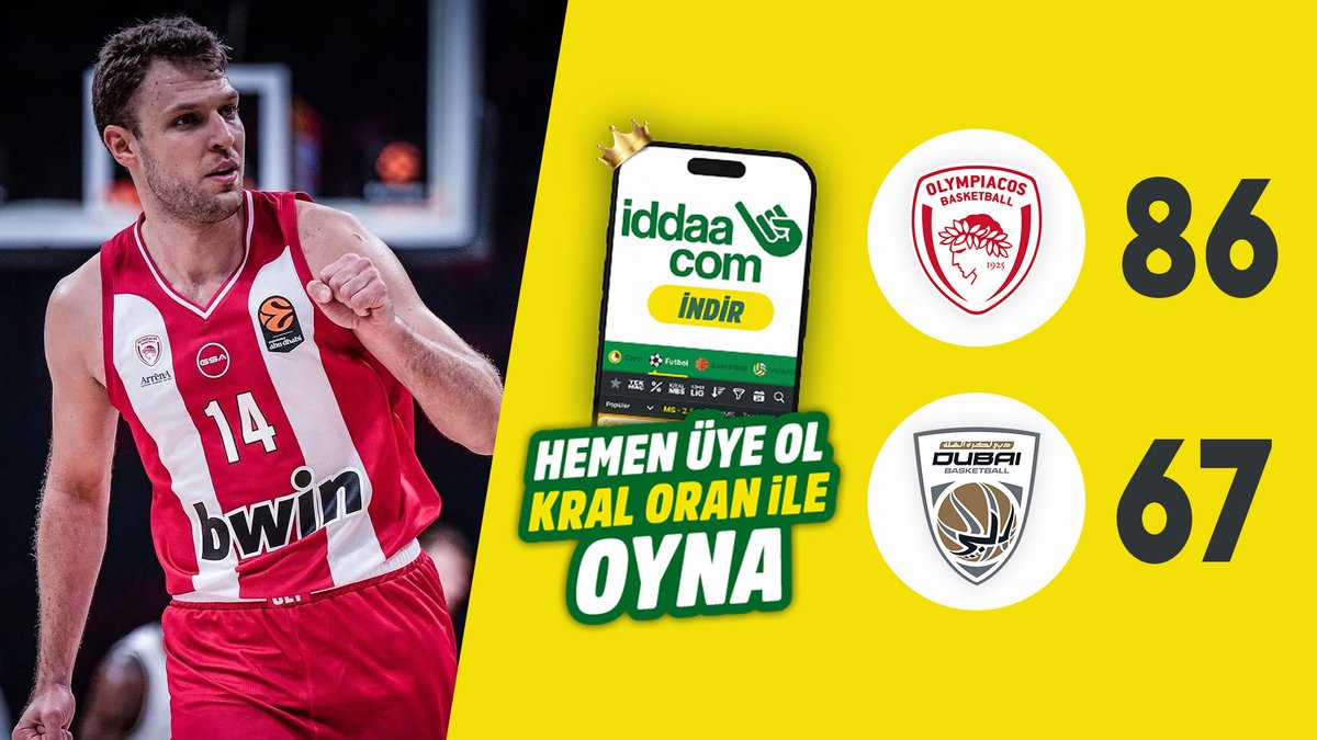 🏀 #EuroLeague'in 3. haftasında Olympiacos, Dubai Basketball'u 86-67 mağlup etti. 🟡 iddaa &amp;