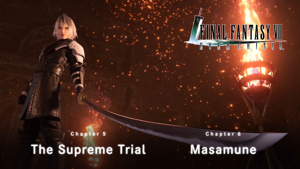 New Chapters Coming Soon FINAL FANTASY VII THE FIRST SOLDIER EPISODE II Chapter 5 The Supreme Trial and Chapter 6 Masamune releases Oct. 15 7:00 PM PDT! Witness the conclusion of young Sephiroth's story! #FF7EC #FF7EverCrisis #FF7