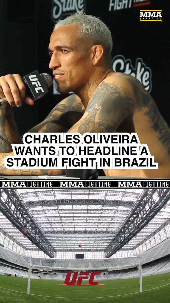 Charles Oliveira wants to headline a stadium event in Brazil after his win at #UFCRio: "I'm going to be the guy that sells. If we do a fight in a stadium, the main event needs to be 'Charles Do Bronx.' We deserve it."