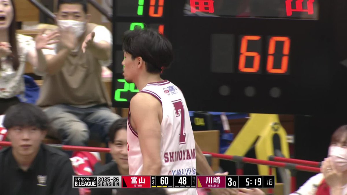 相手ファンをも虜にしてしまう篠山 竜青😮‍💨❤️‍🔥 バスケットカウントを決め富山ファンとハイタッチ✋️ 篠山竜青 川崎ブレイブサンダース⚡️川崎からバスケの未来を⚡️ 📡バスケットLIVEで生配信中 #Bリーグ #りそなグループ