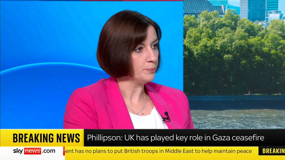 'We've played a key role behind the scenes in shaping this' Education Secretary Bridget Phillipson says the UK government has been involved in diplomatic efforts to secure a ceasefire in Gaza. #TrevorPhillips 📺 Sky 501 and YouTube