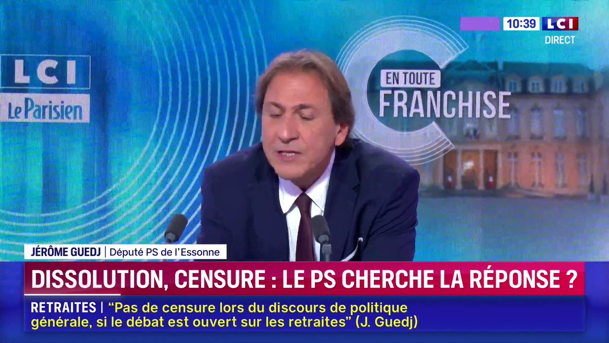 "Quand je suis revenu me présenter en 2022, ma seule préoccupation était de créer les conditions pour que dans le pays le RN ne gagne pas les élections", déclare Jérôme Guedj. "C'est ça, mon obsession." ▶️ avec Elizabeth Martichoux