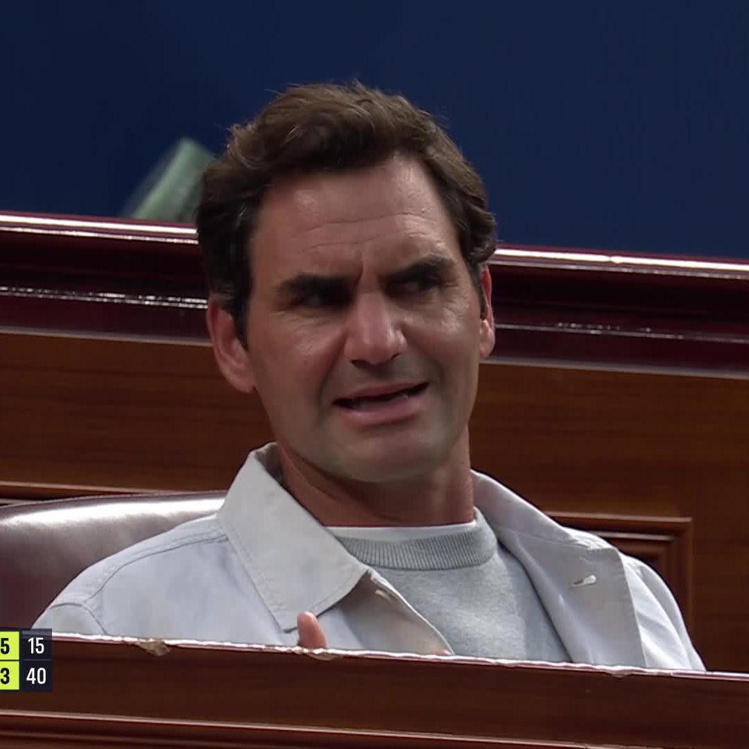 Imagine you're playing and you see this man in the crowd 😍 Roger Federer #RolexShanghaiMasters