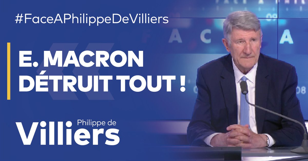 🎙 Emmanuel #Macron a détruit tout ce qu’il a touché : l’État est affaibli, diminué, abîmé. 🔗 Emission complète : #FaceAPhilippeDeVilliers #FADV