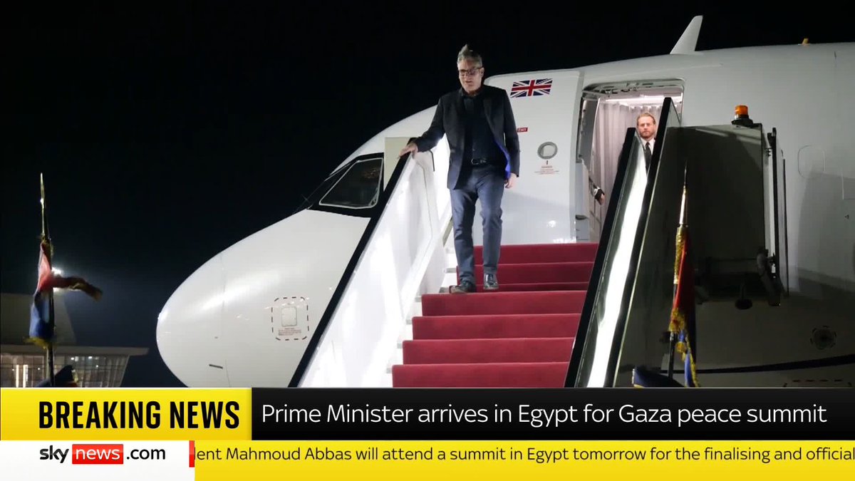 BREAKING: Sir Keir Starmer has arrived in Egypt for the Gaza peace summit. Sky's Mark Stone reports. 📺 Sky 501 and YouTube