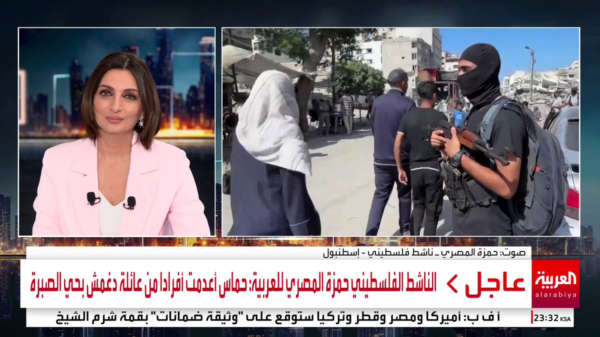 الناشط الفلسطيني حمزة المصري للعربية: * #حماس اشتبكت مع عائلة دغمش عام 2007 * حماس أعدمت أفرادا من عائلة دغمش بحي الصبرة * حماس اعتقلت نحو 60 من عائلة دغمش #قناة_العربية #خارج_الصندوق