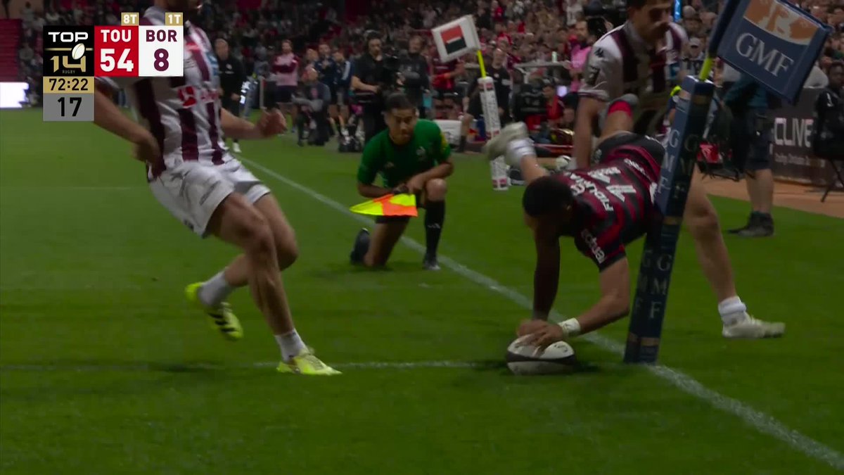 Try number eight for the hosts 🔴 Matthis Lebel touches down in the corner to finish another superb Toulouse move 🔥