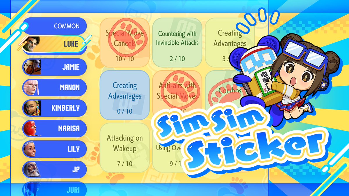 Here comes some new challenges! The Sim Sim Stickers feature for Li-Fen's V-Rival simulator in the Battle Hub arrives with the C. Viper Update on October 15! Take on Li-Fen's handcrafted challenges to master each character and unlock fun rewards in the process!