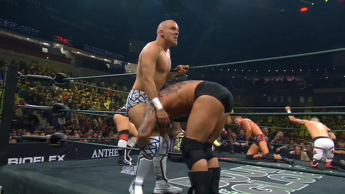 .Eric Young eliminates Travis Williams with a wicked Piledriver on the hardest part of the ring! WATCH #TNABoundForGlory on TNA+: