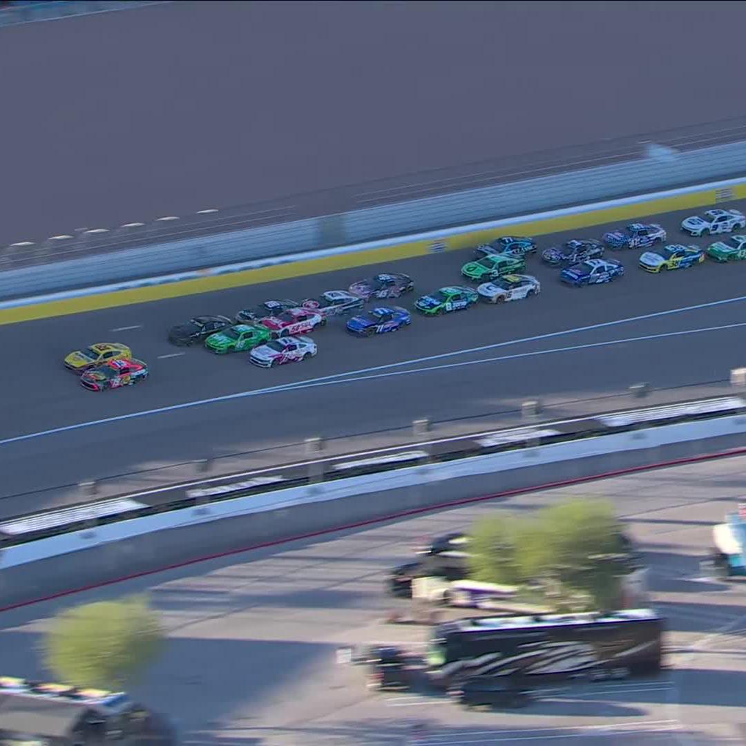 There's contact on the restart, and multiple cars go spinning.