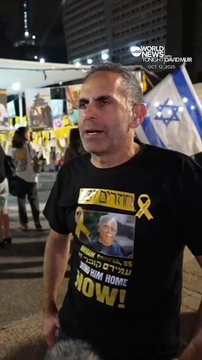 Reporting from Hostage Square in Tel Aviv, David Muir speaks with Rotem Cooper, who is waiting for the remains of his 84-year-old father to be returned. Both of his parents were taken captive by Hamas – his mother was released, but he never saw his father again.