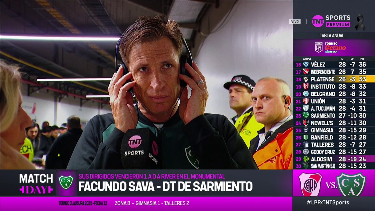 "HABLÉ CON FACUNDO Y LE EXPLIQUÉ QUE DECIDÍ POR DISTINTAS CUESTIONES QUE NO TRABAJE MÁS CON NOSOSTROS" Facundo Sava se refirió luego del triunfo de Sarmiento ante River a su decisión de separar del plantel a Roncaglia #LPFxTNTSports