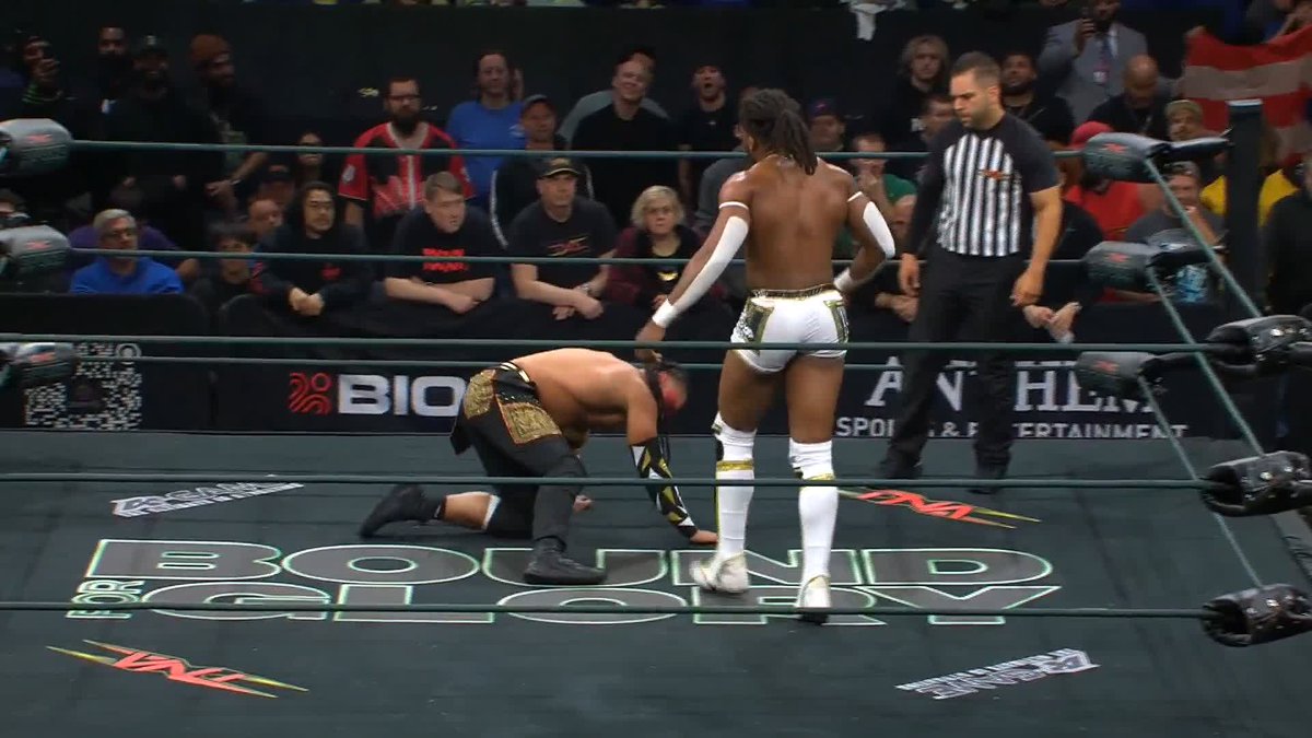 .Trick Williams just checked Mike SANTANA🇵🇷's jaw with that combo! WATCH #TNABoundForGlory on TNA+: