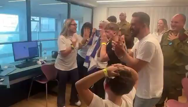 Emotional moments: Family of Matan Angrest, held hostage by Hamas in Gaza for over two years, watch his release from captivity.