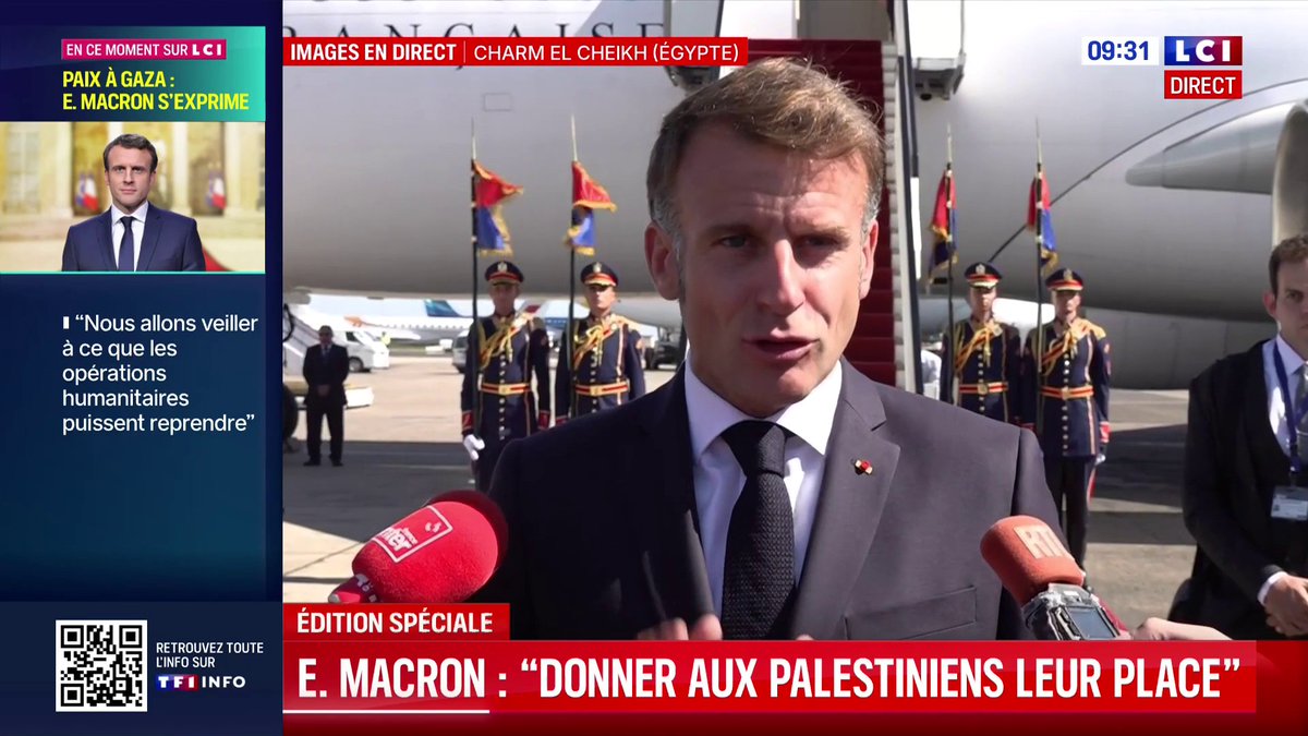 🇫🇷🇪🇬🇵🇸 FLASH | « Le Hamas n’a aucune place à Gaza », déclare Emmanuel Macron lors de son arrivée à Charm el-Cheikh, en Égypte.