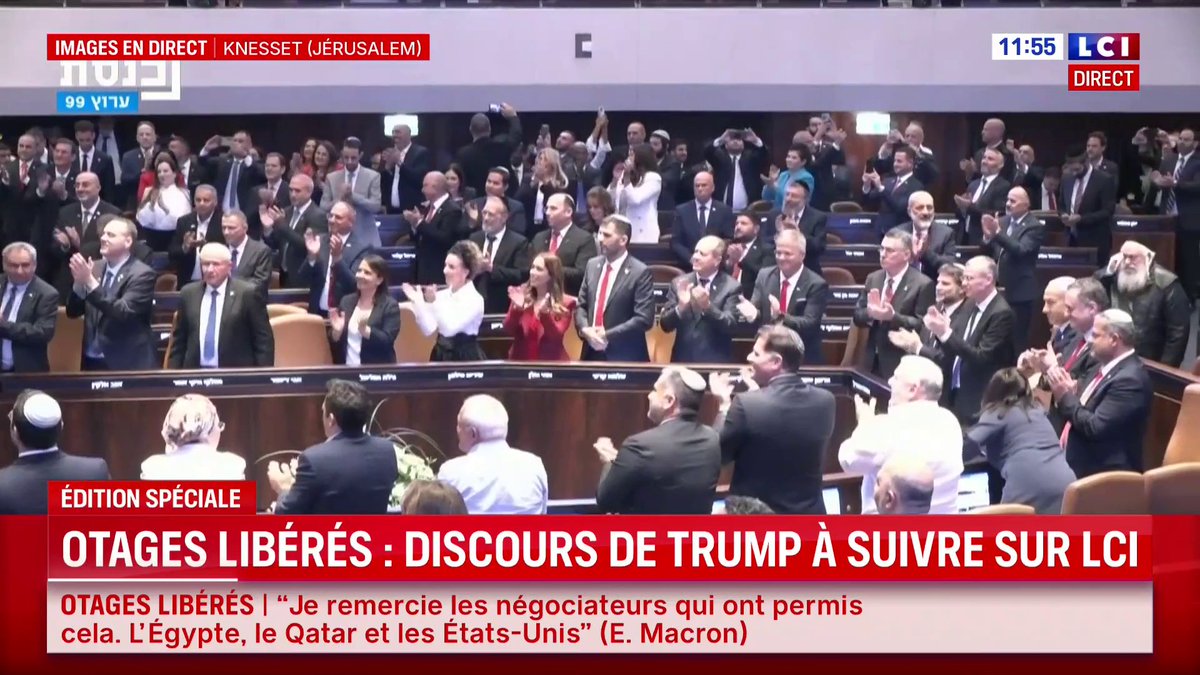 🔴 Donald Trump ovationné par le Parlement israélien
