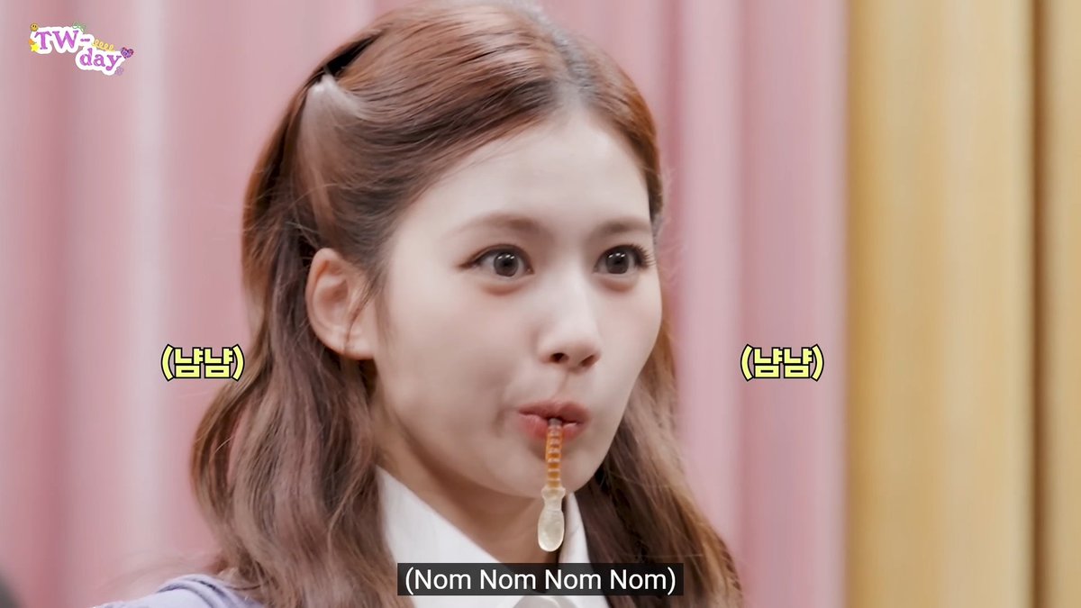 Sana eating gummies during a photoshoot by chewing between every photo 😭