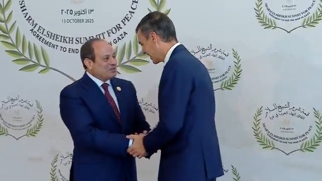 El presidente del Gobierno, Pedro Sánchez, se encuentra ya en la ciudad de Sharm el-Sheij, en Egipto, para asistir a la ceremonia de firma del Plan de Paz para Oriente Próximo.