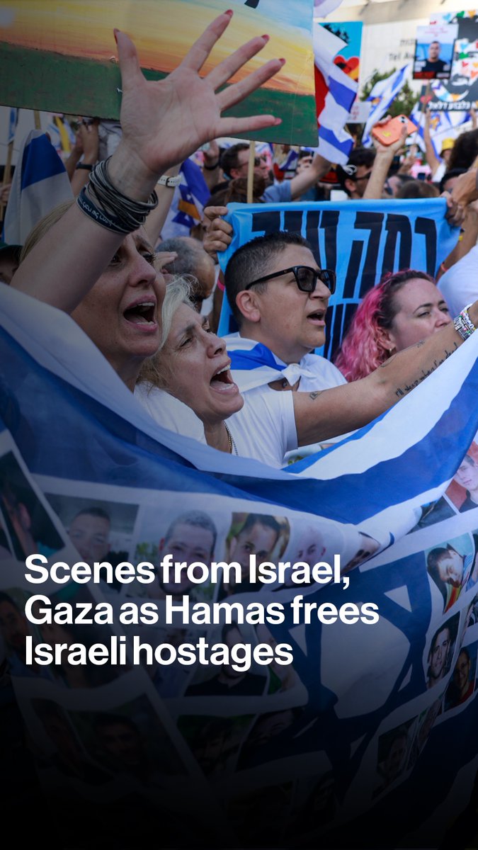 Hamas has freed all remaining living Israeli hostages held in the Gaza Strip. Israel has released the first photos of the hostages arriving in Israel. Here are the scenes from around Israel and the Gaza Strip as the situation unfolded