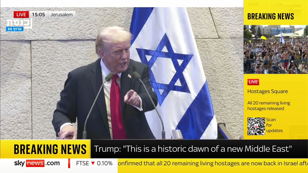 🗣️ "I have an idea Mr President, why don't you give him [Netanyahu] a pardon?" Donald Trump goes off script during his Knesset speech and receives a standing ovation for his request. 📺 Sky 501, Virgin 602, Freeview 233 and YouTube