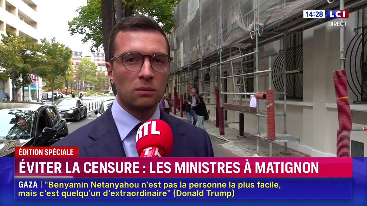 🗣️ "Je ne me frotte pas les mains de voir l'intégralité du paysage politique français s'effondrer (...) Il n'y a que deux partis qui sont très clairs aujourd'hui : c'est LFI et nous." 🔴 Jordan Bardella (Jordan Bardella)