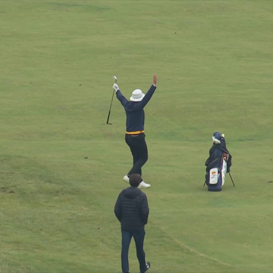 EAGLE SIGHTING at the Jubilee Course 🦅 Cal Women's Golf 's Claudia Miravitlles with the hole out on the 14th to move to 5 under. Full Scores ⬇️