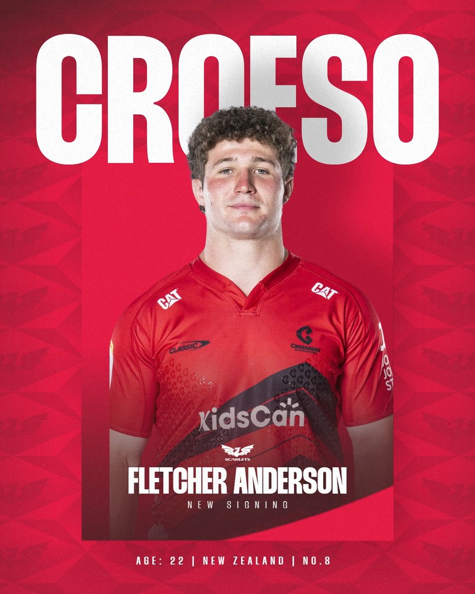 Croeso Fletcher Anderson ✍️ 🔴 Scarlets sign talented Kiwi No. 8 Fletcher Anderson! Looking forward to welcoming Fletcher to Llanelli next month. #YmaOHyd