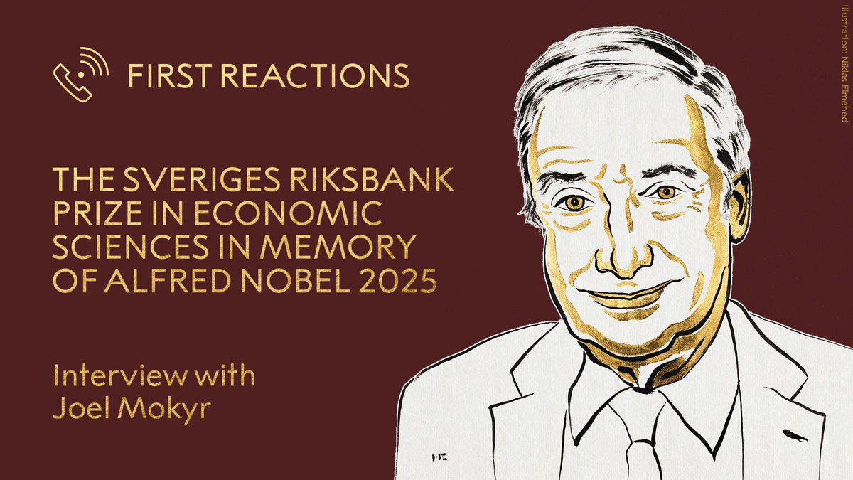 “I had a whole list of people that I thought were going to win, and I wasn't on it.” For Joel Mokyr, the news that he was a 2025 economic sciences laureate was an unexpected surprise. Shortly after the announcement Mokyr shared his happiness with us, and recalled visiting the Nobel Prize ceremony in Stockholm ten years ago – a time where he didn’t for a moment imagine one day he would be on the stage. “Are you kidding me? I'm an economic historian. We don't win Nobel Prizes.” Listen to the interview: #NobelPrize
