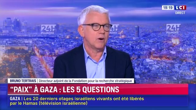 ▶️️️#Exclusif - Bruno Tertrais, invité de LCI : "Il y a 3 facteurs qui ont joués en faveur de la paix à Gaza : l’épuisement, la frappe israélienne sur le Qatar et la démarche franco-saoudienne” #24hPujadas #LCI #La15 ⤵️