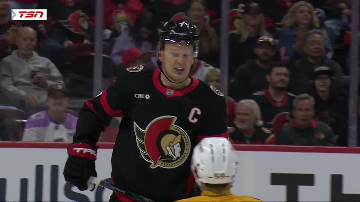 Brady Tkachuk headed right down the tunnel after this scrum