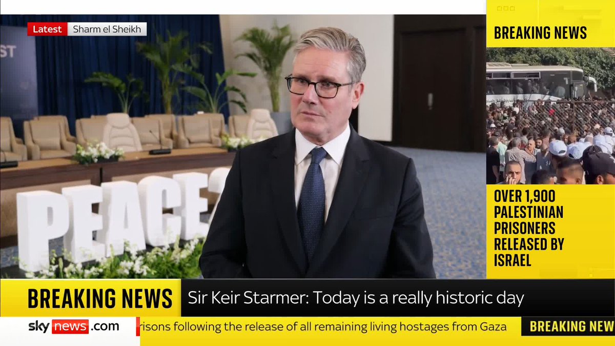 Sir Keir Starmer says it is "for others to decide" whether Sir Tony Blair should be part of the new 'peace board' governing Gaza. He adds: "Tony Blair was a great leader of our country and would make a huge contribution." Live ➡️ 📺 Sky 501 & YouTube