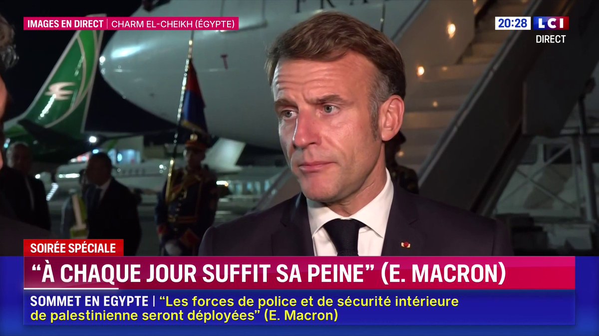 🔴 Sommet sur Gaza 🗣️ "Il y aura dans les semaines, les mois qui viennent, des attaques terroristes, des déstabilisations, des moments qui seront très durs parce qu'on ne démantèle pas un groupe terroriste du jour au lendemain" : Emmanuel Macron interrogé sur le Hamas